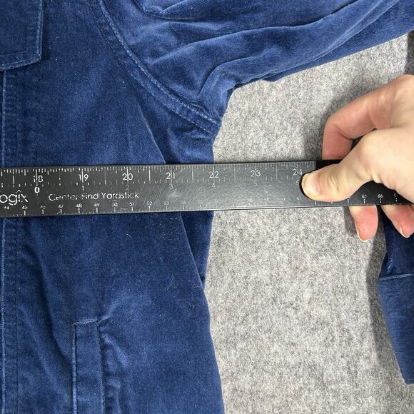 Vintage Quacker Factory Shirt Womens M Navy Embroidered Velvet Jacket Winter - Picture 3 of 8